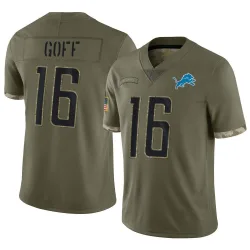 Men's Jared Goff Detroit Lions No.16 Limited 2022 Salute To Service Jersey - Olive
