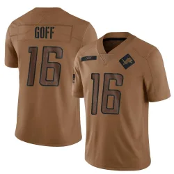 Men's Jared Goff Detroit Lions No.16 Limited 2023 Salute To Service Jersey - Brown