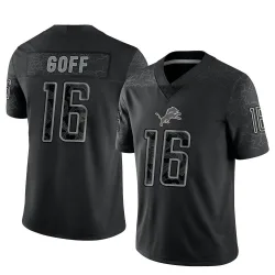 Men's Jared Goff Detroit Lions No.16 Limited Reflective Jersey - Black