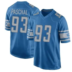 Men's Josh Paschal Detroit Lions No.93 Game Team Color Jersey - Blue