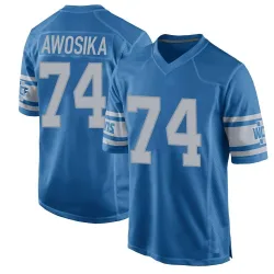 Men's Kayode Awosika Detroit Lions No.74 Game Throwback Vapor Untouchable Jersey - Blue