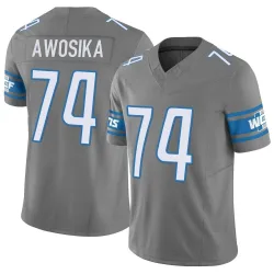 Men's Kayode Awosika Detroit Lions No.74 Limited Silver Vapor F.U.S.E. Jersey