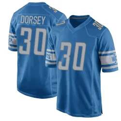 Men's Khalil Dorsey Detroit Lions No.30 Game Team Color Jersey - Blue