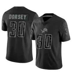 Men's Khalil Dorsey Detroit Lions No.30 Limited Reflective Jersey - Black