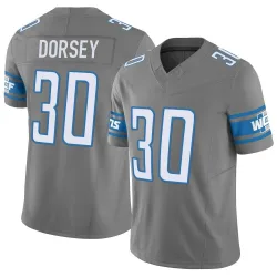 Men's Khalil Dorsey Detroit Lions No.30 Limited Silver Vapor F.U.S.E. Jersey