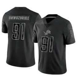 Men's Levi Onwuzurike Detroit Lions No.91 Limited Reflective Jersey - Black