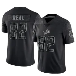 Men's Luke Deal Detroit Lions No.82 Limited Reflective Jersey - Black
