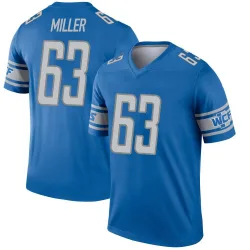 Men's Mason Miller Detroit Lions No.63 Legend Jersey - Blue