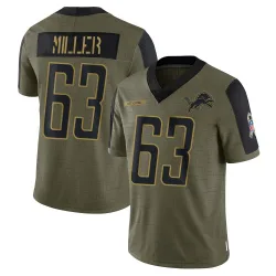 Men's Mason Miller Detroit Lions No.63 Limited 2021 Salute To Service Jersey - Olive
