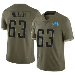 Men's Mason Miller Detroit Lions No.63 Limited 2022 Salute To Service Jersey - Olive