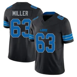 Men's Mason Miller Detroit Lions No.63 Limited Alternate Vapor F.U.S.E. 2nd Jersey - Black