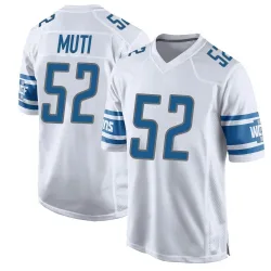 Men's Netane Muti Detroit Lions No.52 Game Jersey - White