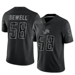 Men's Penei Sewell Detroit Lions No.58 Limited Reflective Jersey - Black