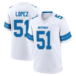 Men's Roy Lopez Detroit Lions No.51 Game 2nd Jersey - White
