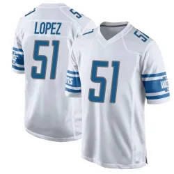 Men's Roy Lopez Detroit Lions No.51 Game Jersey - White