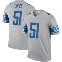 Men's Roy Lopez Detroit Lions No.51 Legend Inverted Jersey - Gray