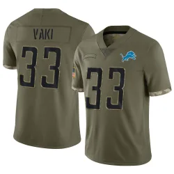 Men's Sione Vaki Detroit Lions No.33 Limited 2022 Salute To Service Jersey - Olive