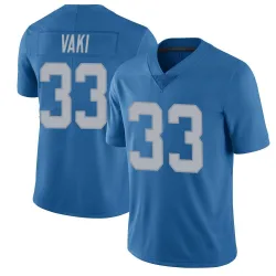 Men's Sione Vaki Detroit Lions No.33 Limited Throwback Vapor Untouchable Jersey - Blue
