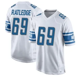 Men's Tate Ratledge Detroit Lions No.69 Game Jersey - White