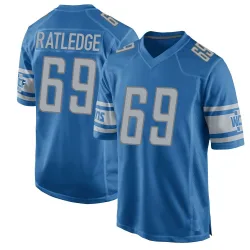 Men's Tate Ratledge Detroit Lions No.69 Game Team Color Jersey - Blue