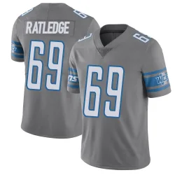 Men's Tate Ratledge Detroit Lions No.69 Limited Color Rush Steel Vapor Untouchable Jersey