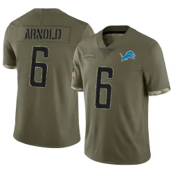 Men's Terrion Arnold Detroit Lions No.6 Limited 2022 Salute To Service Jersey - Olive