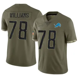 Men's Tyleik Williams Detroit Lions No.78 Limited 2022 Salute To Service Jersey - Olive