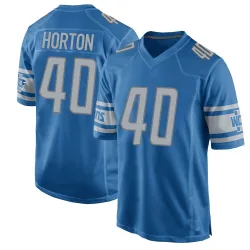 Men's Zach Horton Detroit Lions No.40 Game Team Color Jersey - Blue