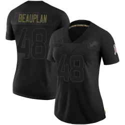 Women's Abraham Beauplan Detroit Lions No.48 Limited 2020 Salute To Service Jersey - Black