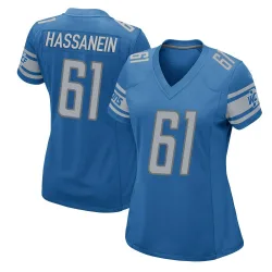 Women's Ahmed Hassanein Detroit Lions No.61 Game Team Color Jersey - Blue