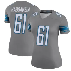 Women's Ahmed Hassanein Detroit Lions No.61 Legend Color Rush Steel Jersey
