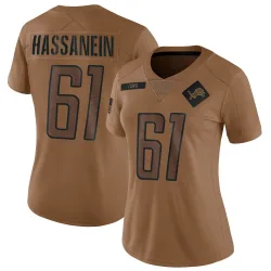 Women's Ahmed Hassanein Detroit Lions No.61 Limited 2023 Salute To Service Jersey - Brown