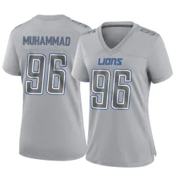 Women's Al-Quadin Muhammad Detroit Lions No.96 Game Atmosphere Fashion Jersey - Gray