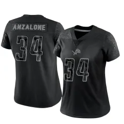 Women's Alex Anzalone Detroit Lions No.34 Limited Reflective Jersey - Black
