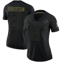Women's Amik Robertson Detroit Lions No.21 Limited 2020 Salute To Service Jersey - Black