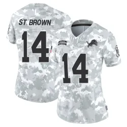 Women's Amon-Ra St. Brown Detroit Lions No.14 Limited 2024 Salute to Service Jersey - Arctic Camo