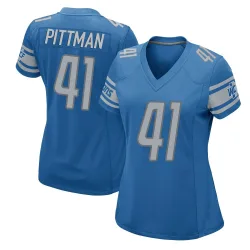 Women's Anthony Pittman Detroit Lions No.41 Game Team Color Jersey - Blue
