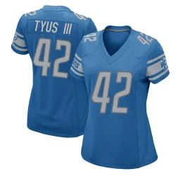 Women's Anthony Tyus III Detroit Lions No.42 Game Team Color Jersey - Blue