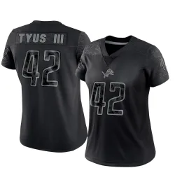 Women's Anthony Tyus III Detroit Lions No.42 Limited Reflective Jersey - Black