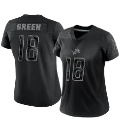 Women's Antoine Green Detroit Lions No.18 Limited Reflective Jersey - Black