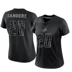 Women's Barry Sanders Detroit Lions No.20 Limited Reflective Jersey - Black