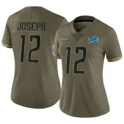 Women's Brandon Joseph Detroit Lions No.12 Limited 2022 Salute To Service Jersey - Olive