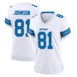 Women's Calvin Johnson Detroit Lions No.81 Game 2nd Jersey - White