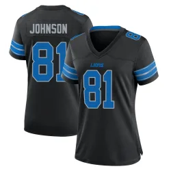 Women's Calvin Johnson Detroit Lions No.81 Game Alternate 2nd Jersey - Black