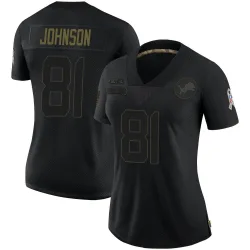 Women's Calvin Johnson Detroit Lions No.81 Limited 2020 Salute To Service Jersey - Black