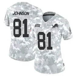 Women's Calvin Johnson Detroit Lions No.81 Limited 2024 Salute to Service Jersey - Arctic Camo