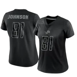 Women's Calvin Johnson Detroit Lions No.81 Limited Reflective Jersey - Black