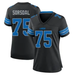 Women's Colby Sorsdal Detroit Lions No.75 Game Alternate 2nd Jersey - Black