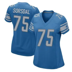 Women's Colby Sorsdal Detroit Lions No.75 Game Team Color Jersey - Blue