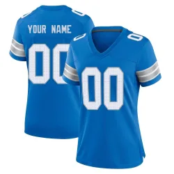 Women's Custom Detroit Lions No.00 Game 2nd Jersey - Blue